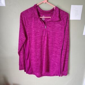 Pro Player Medium Fuschia Activewear Athletic Quarter-zip Long-sleeve
